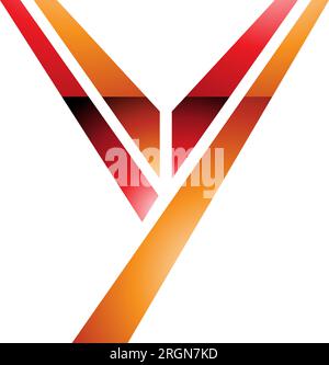 Orange and Red Glossy Uppercase Letter Y Icon on a White Background Stock Vector