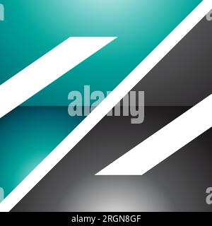 Persian Green and Black Glossy Triangular Square Shaped Letter Z Icon on a White Background Stock Vector