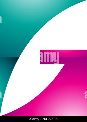 Persian Green and Magenta Rectangular Glossy Letter G Icon on a White Background Stock Vector