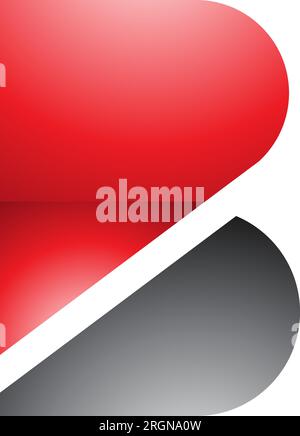 Red and Black Bold Glossy Letter B Icon on a White Background Stock Vector