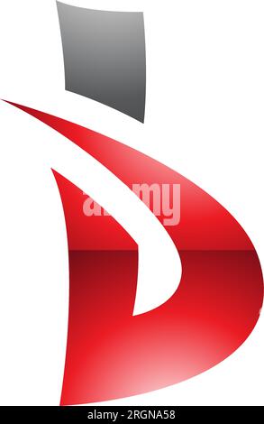 Red and Black Glossy Bold Spiky Letter B Icon on a White Background Stock Vector