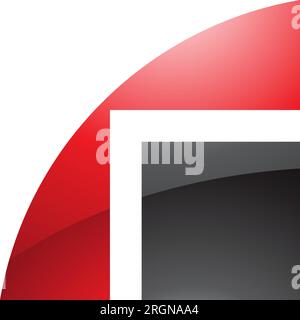 Red and Black Glossy Geometrical Letter R Icon on a White Background Stock Vector