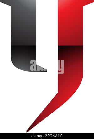 Red and Black Glossy Lowercase Letter Y Icon on a White Background Stock Vector