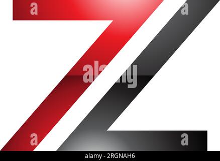 Red and Black Glossy Number 7 Shaped Letter Z Icon on a White Background Stock Vector
