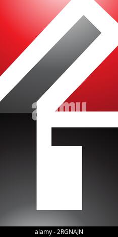 Red and Black Glossy Rectangular Letter G or Number 6 Icon on a White Background Stock Vector