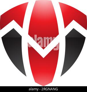 Red and Black Shield Shaped Letter T Icon on a White Background Stock ...