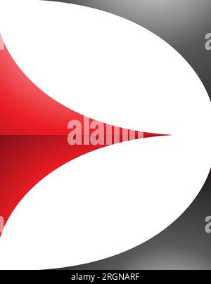 Red and Black Glossy Uppercase Letter E Icon with Curvy Triangles on a White Background Stock Vector