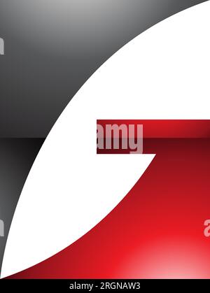 Red and Black Rectangular Glossy Letter G Icon on a White Background Stock Vector