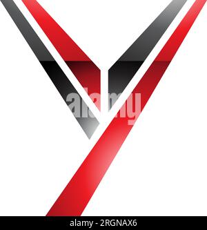 Red and Black Glossy Uppercase Letter Y Icon on a White Background Stock Vector