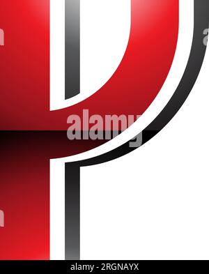 Red and Black Glossy Striped Shaped Letter Y Icon on a White Background Stock Vector