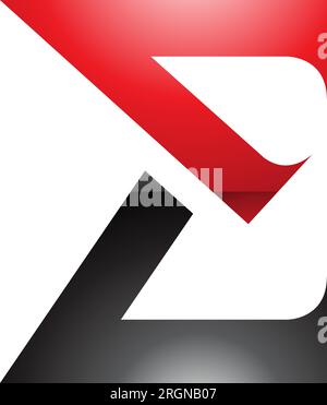 Red and Black Sharp Glossy Elegant Letter E Icon on a White Background Stock Vector
