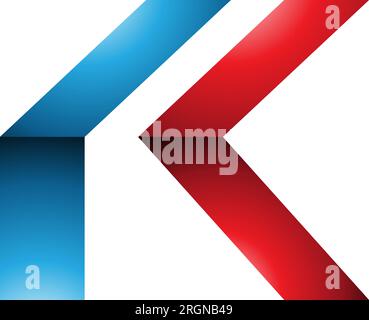 Red and Blue Glossy Folded Letter K Icon on a White Background Stock Vector