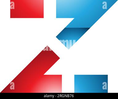 Red and Blue Glossy Dotted Line Shaped Letter Z Icon on a White Background Stock Vector