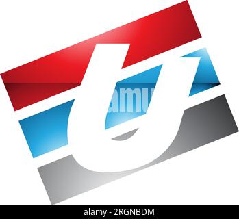 Red and Blue Rectangular Shaped Letter U Icon on a White Background ...