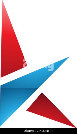 Red and Blue Glossy Letter K Icon with Triangles on a White Background Stock Vector