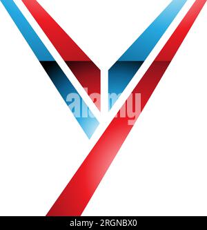 Red and Blue Glossy Uppercase Letter Y Icon on a White Background Stock Vector