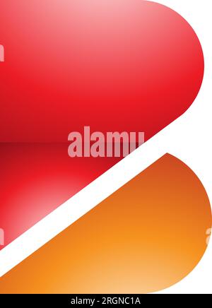 Red and Orange Bold Glossy Letter B Icon on a White Background Stock Vector