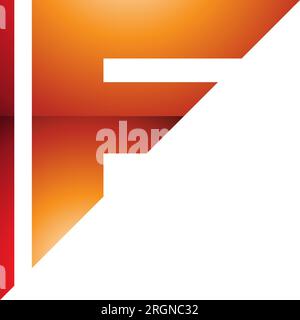 Red and Orange Glossy Triangular Letter F Icon on a White Background Stock Vector