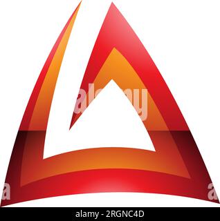 Red and Orange Glossy Triangular Spiral Letter A Icon on a White Background Stock Vector