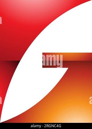 Red and Orange Rectangular Glossy Letter G Icon on a White Background Stock Vector