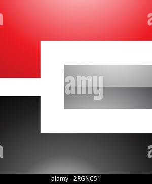 Red Black and Grey Glossy Rectangular Letter E Icon on a White Background Stock Vector