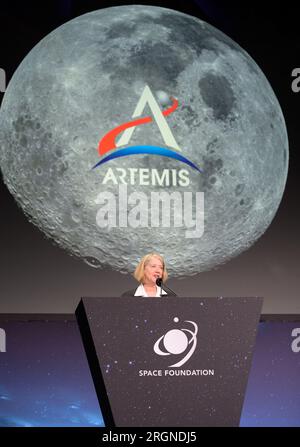 Reportage: 37th Space Symposium (2022) - NASA Deputy Administrator Pam Melroy gives keynote remarks during the 37th Space Symposium, Tuesday, April 5, 2022 Stock Photo