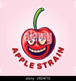 Rolling laughter funny apple weed strain vector illustrations for your work logo, merchandise t-shirt, stickers and label designs, poster, greeting ca Stock Vector