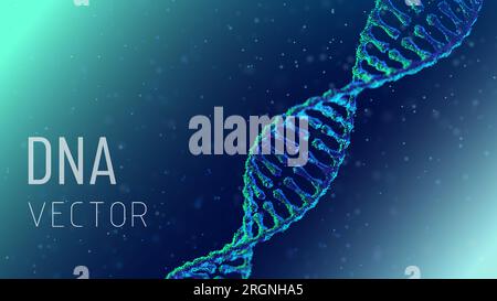 DNA helix in a medium of particles. Depth of field. 3D. Medical science ...