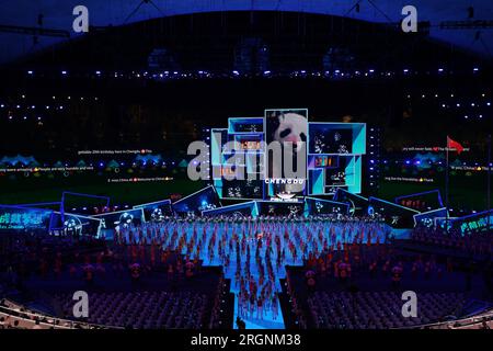 A colorful ceremony held at the Chengdu Open Air Music Park brings the FISU World University Games to a close in Chengdu City, southwest China's Sichu Stock Photo