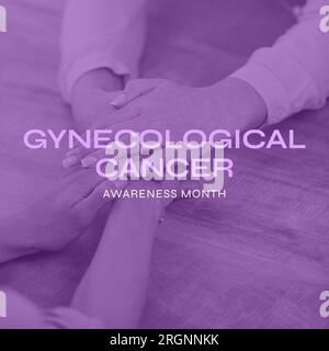 Composite of gynecological cancer awareness month over caucasian woman's hands Stock Photo