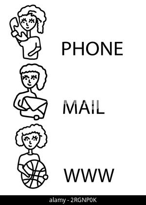 Business Contact Simple Cartoon Icons Set Stock Vector