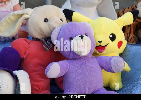Several colorful soft toys close-up Stock Photo