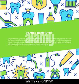 Pediatric dentistry banner or poster template, vector cartoon ...