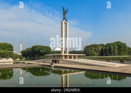 Jakarta City Skyline With Iconic Symbol Likes National Monument (Monas ...