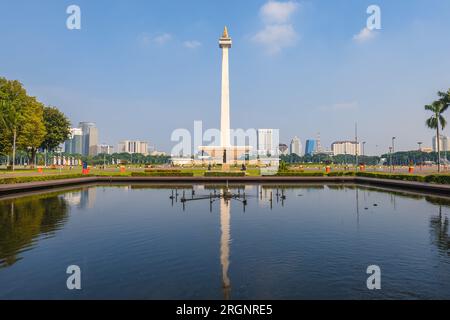 July 12, 2023: National Monument standing in the middle of the Merdeka Square, a large square located in the center of Jakarta, Indonesia Stock Photo