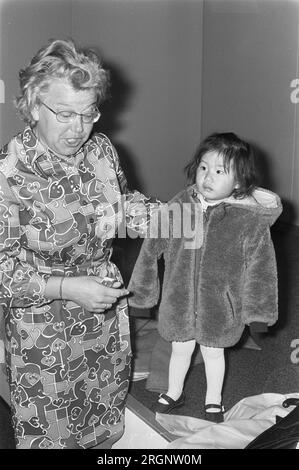 Korean orphans arrive at Schiphol  ca. 1972 Stock Photo