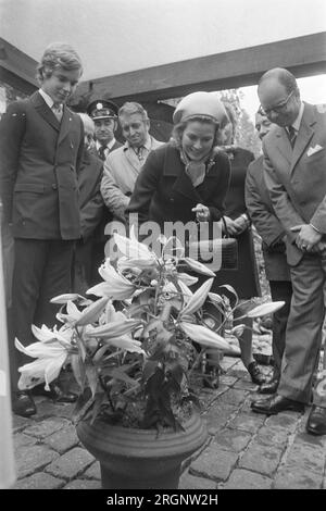 Princess Gracia of Monaco christens a lily at Floriade, to her left of her is son Albert ca. 1972 Stock Photo