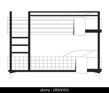 Bunk bed in university dormitory flat monochrome isolated vector object Stock Vector