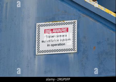 CCTV sign notification premises are protected by video surveillance Stock Photo