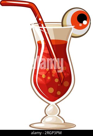 Halloween blood cocktail with eye isolated on transparent background Stock Vector