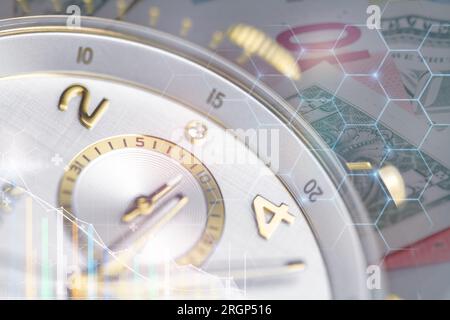 Classic chronograph wristwatch close up. Concept the accumulation of wealth Stock Photo