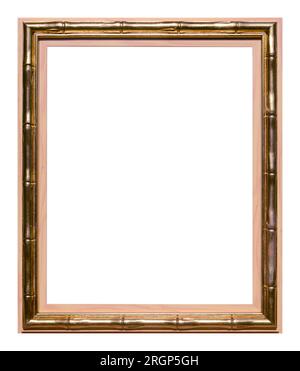 Bamboo golden frame isolated on the white background. Stock Photo