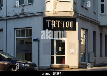 A entrance to tattoo studio Stock Photo