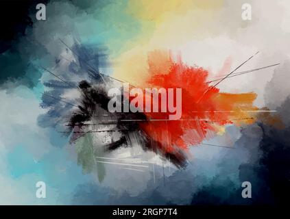 Abstract hand painted modern art canvas design background Stock Vector