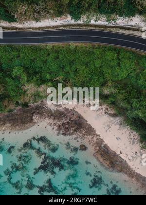 Aerial view of coastal road, Bali, Indonesia Stock Photo