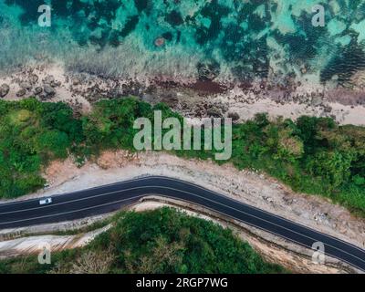 Aerial view of coastal road, Bali, Indonesia Stock Photo