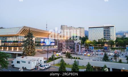 Almaty, Kazakhstan - June 06, 2023: Palace of the Republic on the square named after Abai Kunanbaev during the concert. Stock Photo