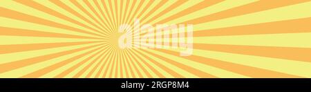 Comic sunburst with dynamic rays emanating from a central sun. Yellow radial elements create a vibrant background, perfect for a striking visual effec Stock Vector