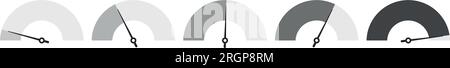 Dashboard speedometer icon. Dial meter indicates low to high power levels. Flat vector illustration isolated on white background. Stock Vector