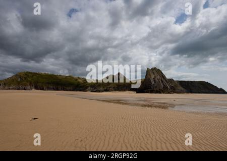 Three Cliffs Bay.The famous coastline on the Gower Peninsula Stock Photo